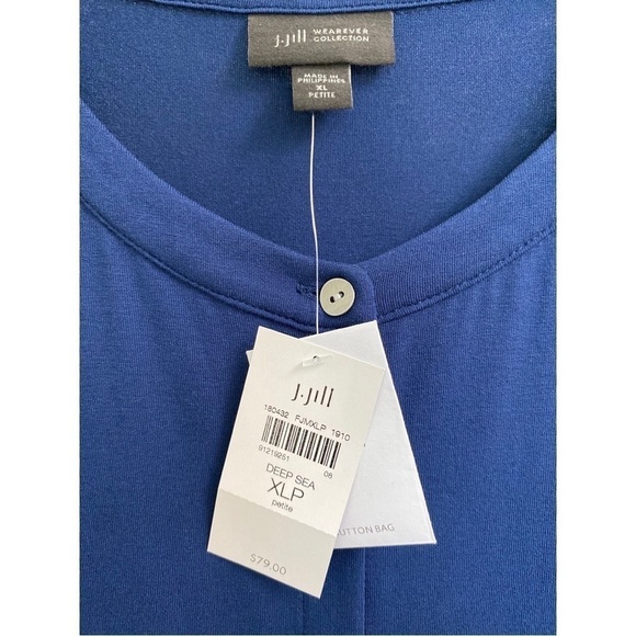 J.Jill Wearever Collection Deep Sea Button Down Long Sleeve Shirt Size XL Petite - Picture 3 of 6
